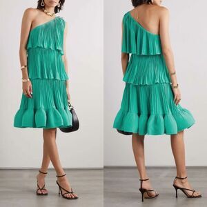 LANVIN One-shoulder tiered ruffled charmeuse mini dress US 6 $3320